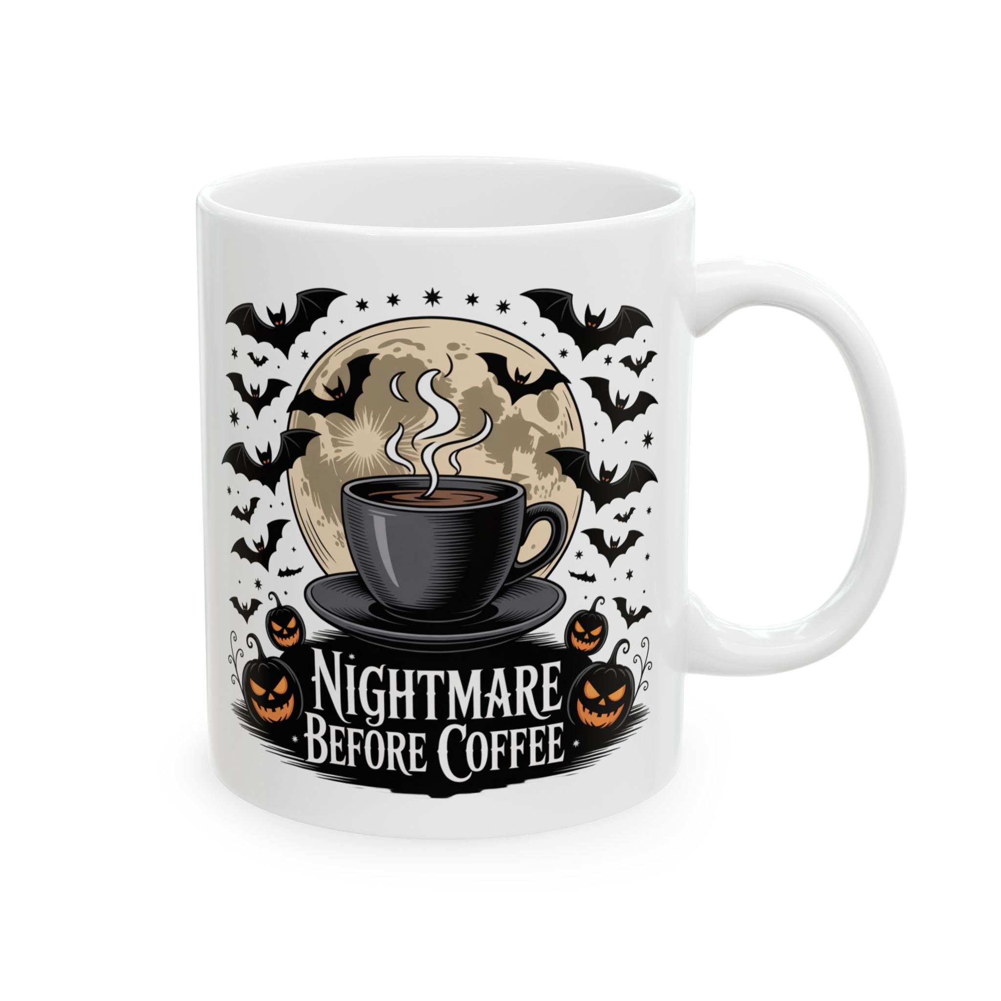 Nightmare Before Coffee Mug ☕💀 | 11oz Ceramic Haunted House Cup | Spooky Gothic Coffee & Tea Mug 🎃🖤