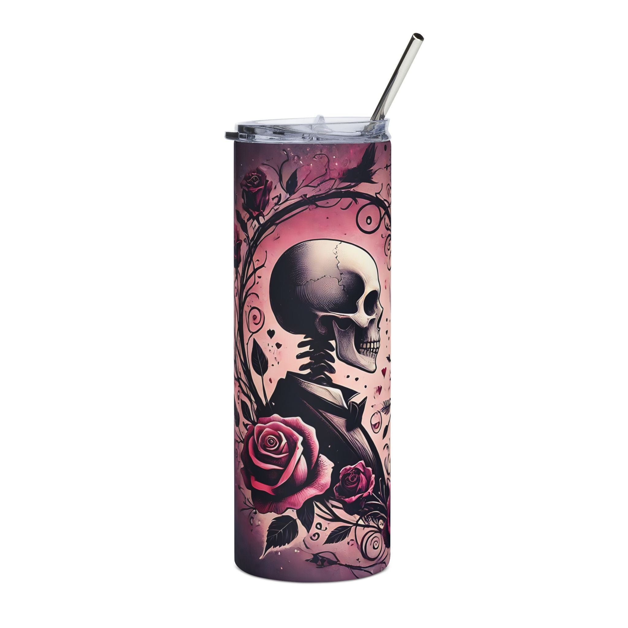 Skulls & Roses Tumbler – Gothic Romantic Witchy Drinkware | Astral Embers Studio