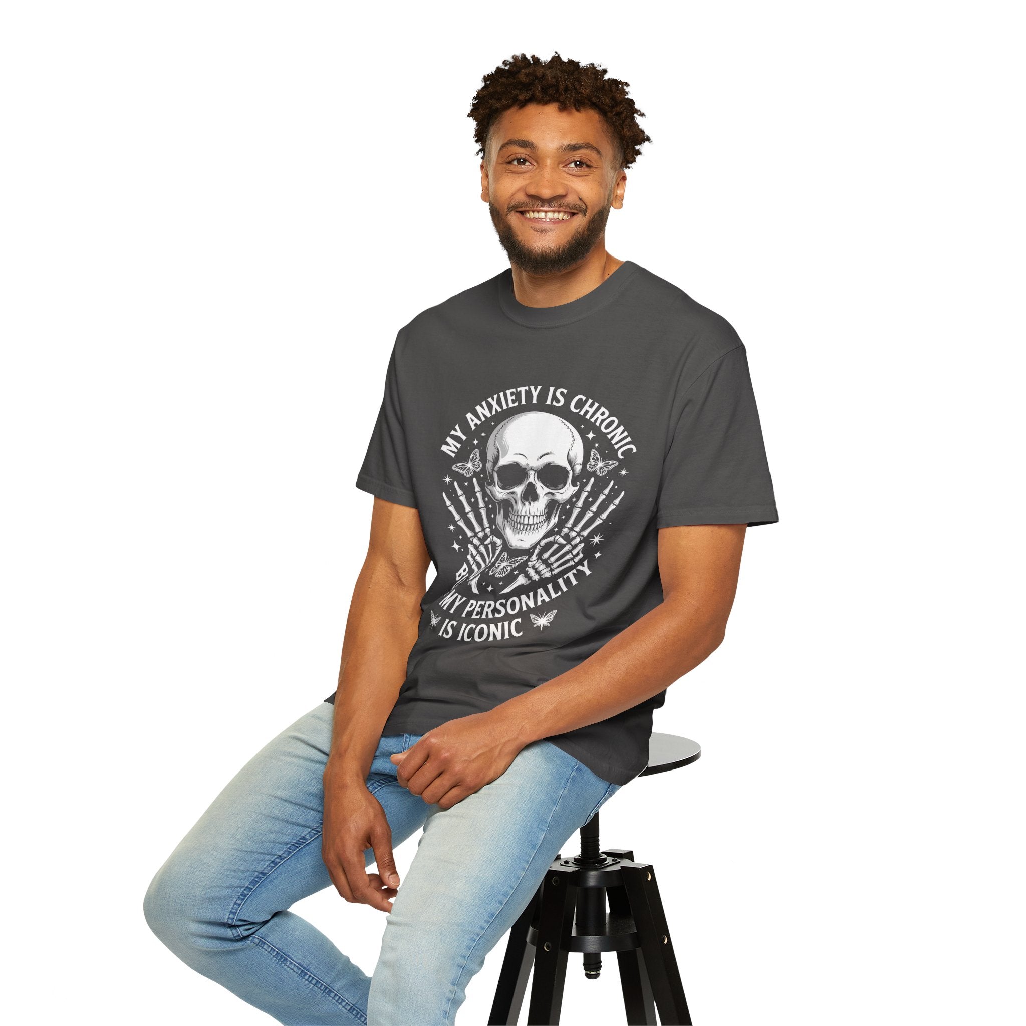 My Anxiety Is Chronic But My Personality Is Iconic T-Shirt 🖤⚡ | Unisex Soft Cotton Graphic Tee | Funny Relatable Shirt 😎✨
