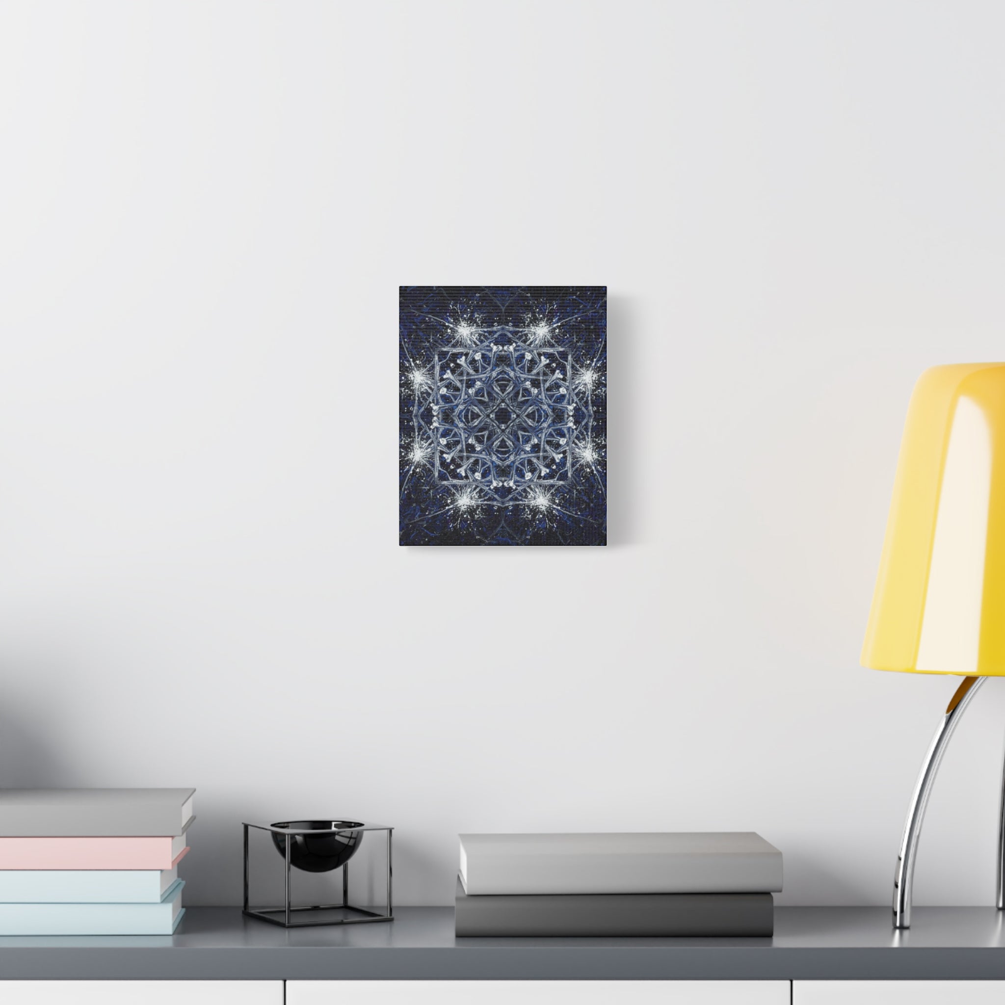 Indigo Constellation Mandala Canvas Print Art for Home Decor | Abstract Cosmic Wall Art