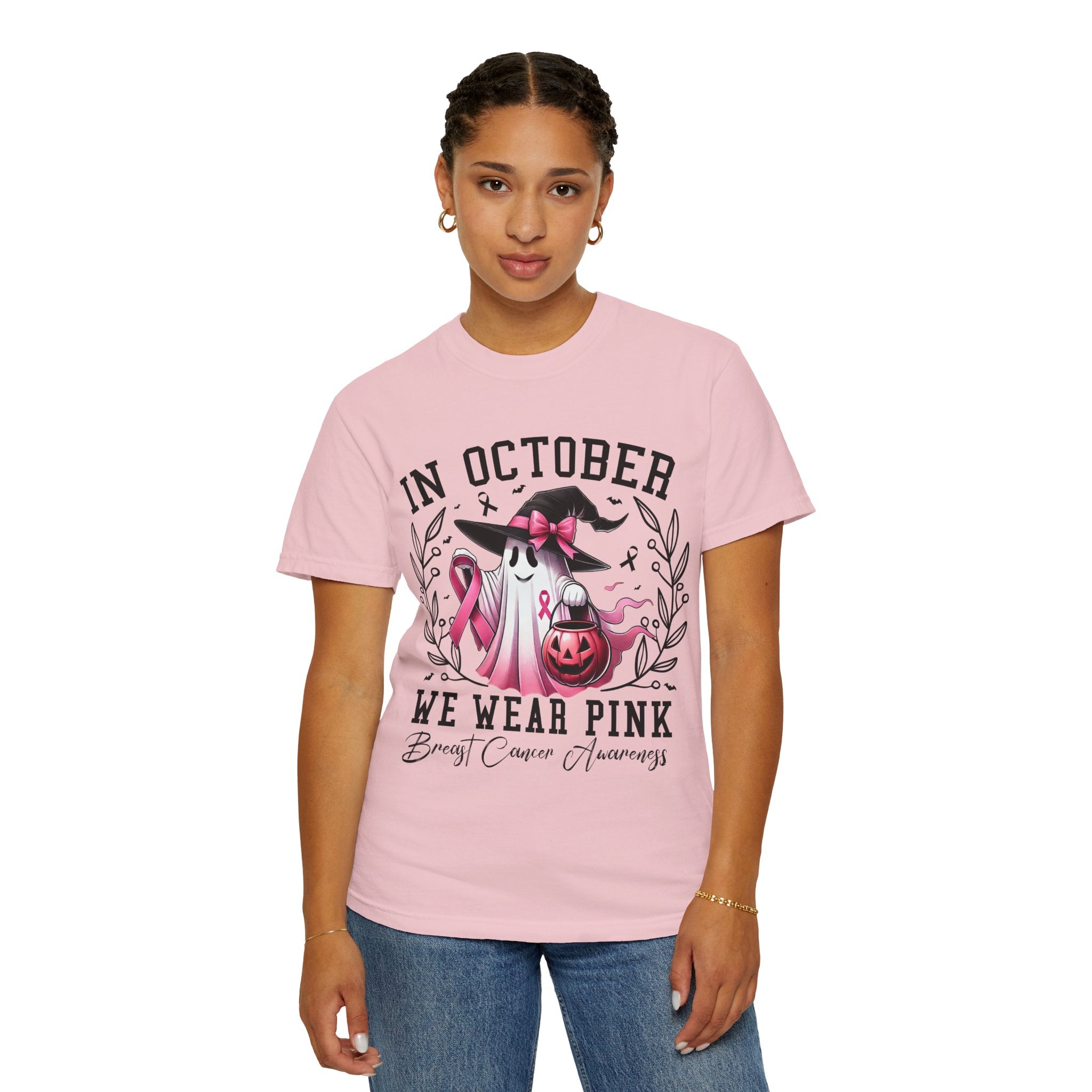 In October We Wear Pink T-Shirt 👻🎀 | Unisex Ghost & Breast Cancer Awareness Tee 💖🩷