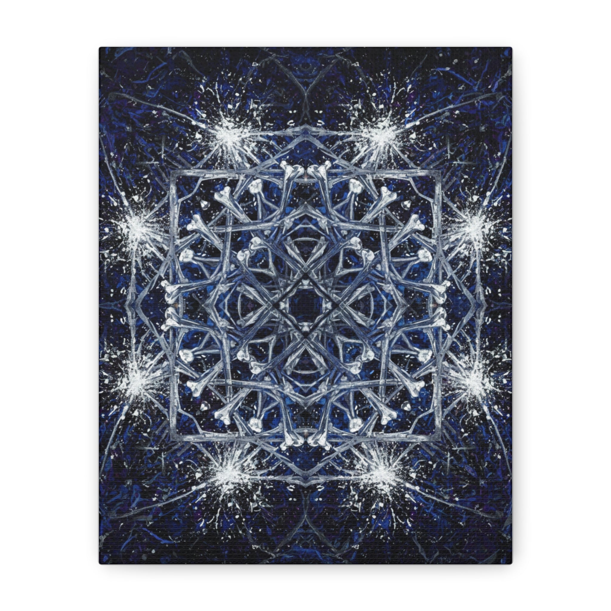Indigo Constellation Mandala Canvas Print Art for Home Decor | Abstract Cosmic Wall Art