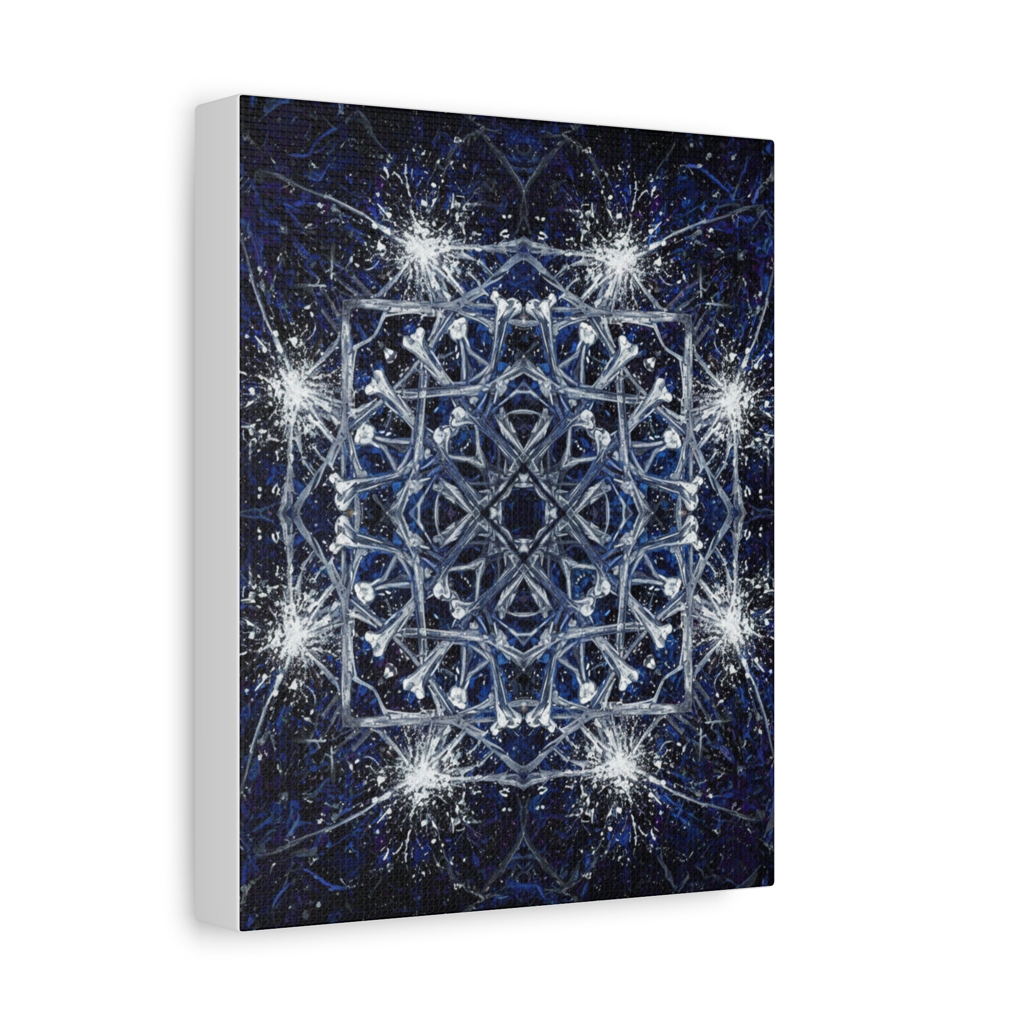Indigo Constellation Mandala Canvas Print Art for Home Decor | Abstract Cosmic Wall Art