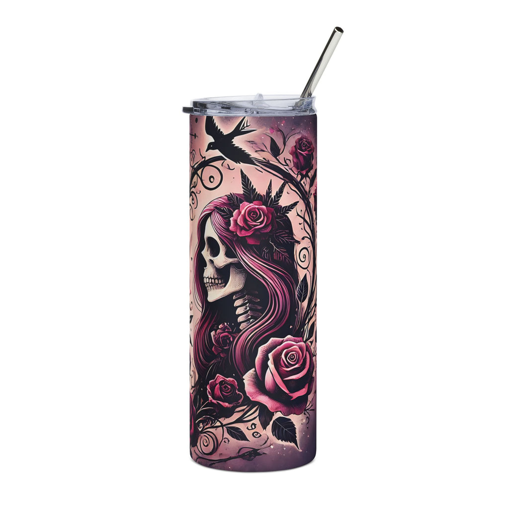 Skulls & Roses Tumbler – Gothic Romantic Witchy Drinkware | Astral Embers Studio