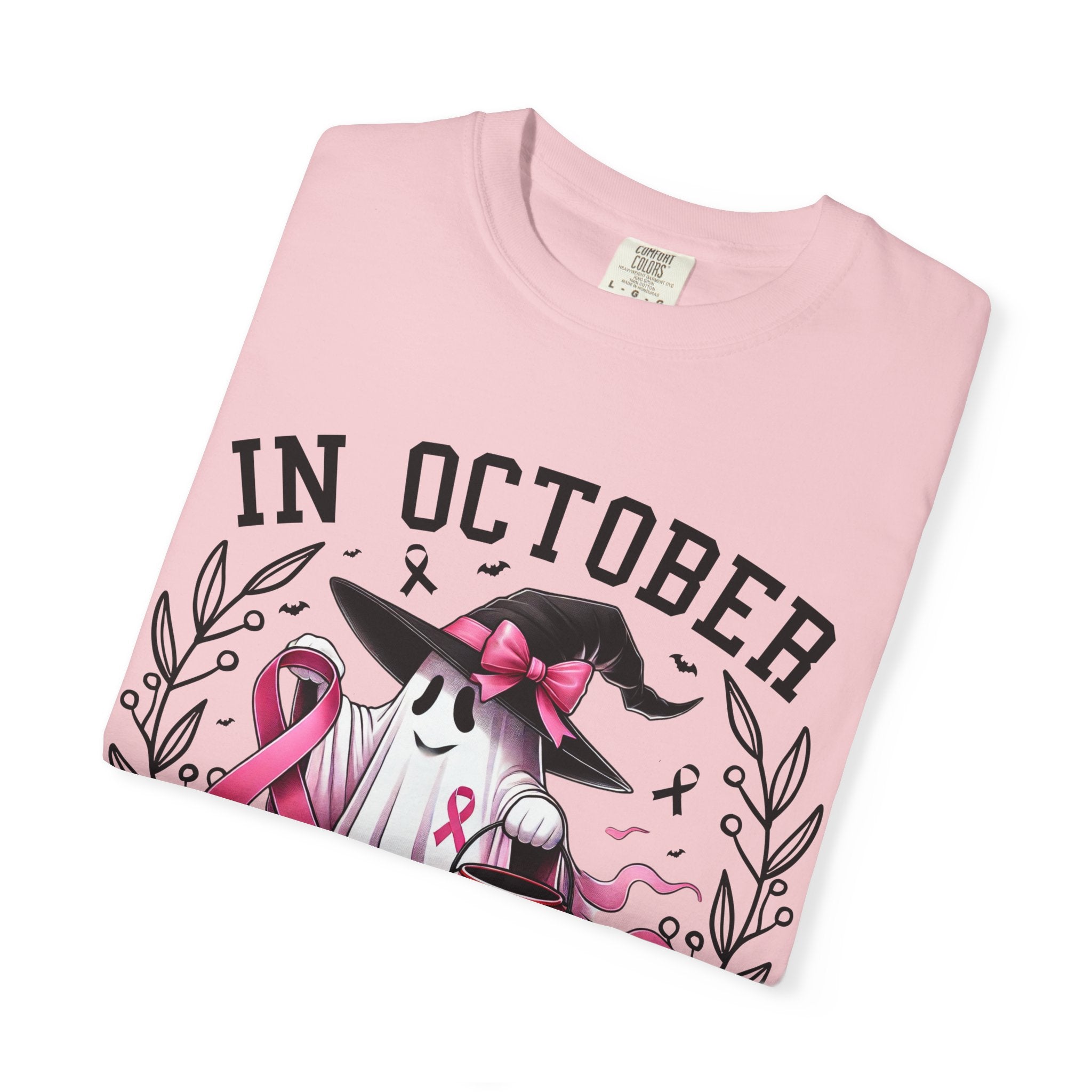 In October We Wear Pink T-Shirt 👻🎀 | Unisex Ghost & Breast Cancer Awareness Tee 💖🩷