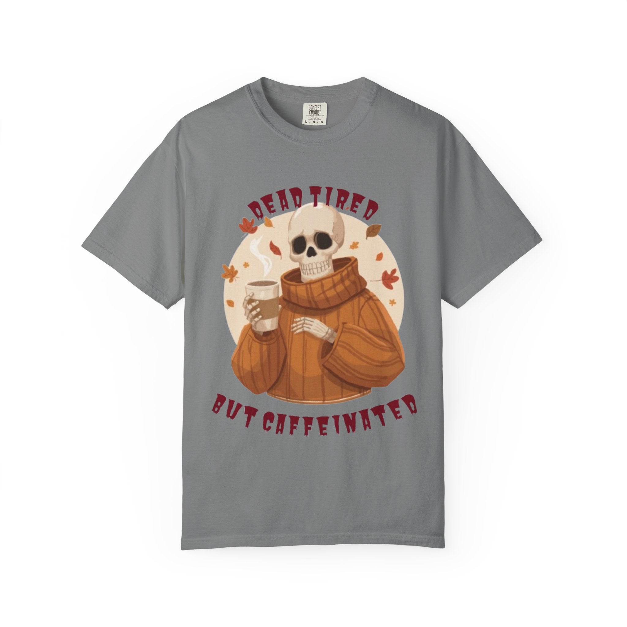 💀 Dead Tired but Caffeinated Tee – Funny Witchy Coffee Lover T-Shirt | Astral Embers Studio 🍂