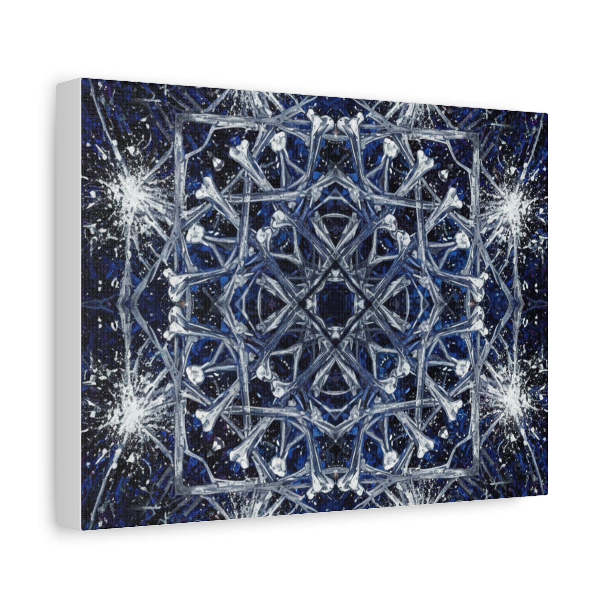 Indigo Constellation Mandala Canvas Print Art for Home Decor | Abstract Cosmic Wall Art