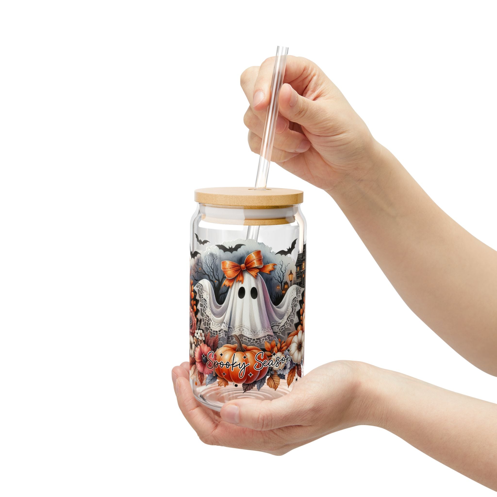 Spooky Season Sipper Glass – Witchy Halloween Drinkware, 16oz | Astral Embers Studio