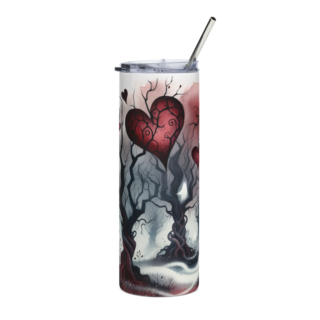 Spooky Forest Valentine Tumbler | Gothic Valentine 20oz Stainless Steel Cup