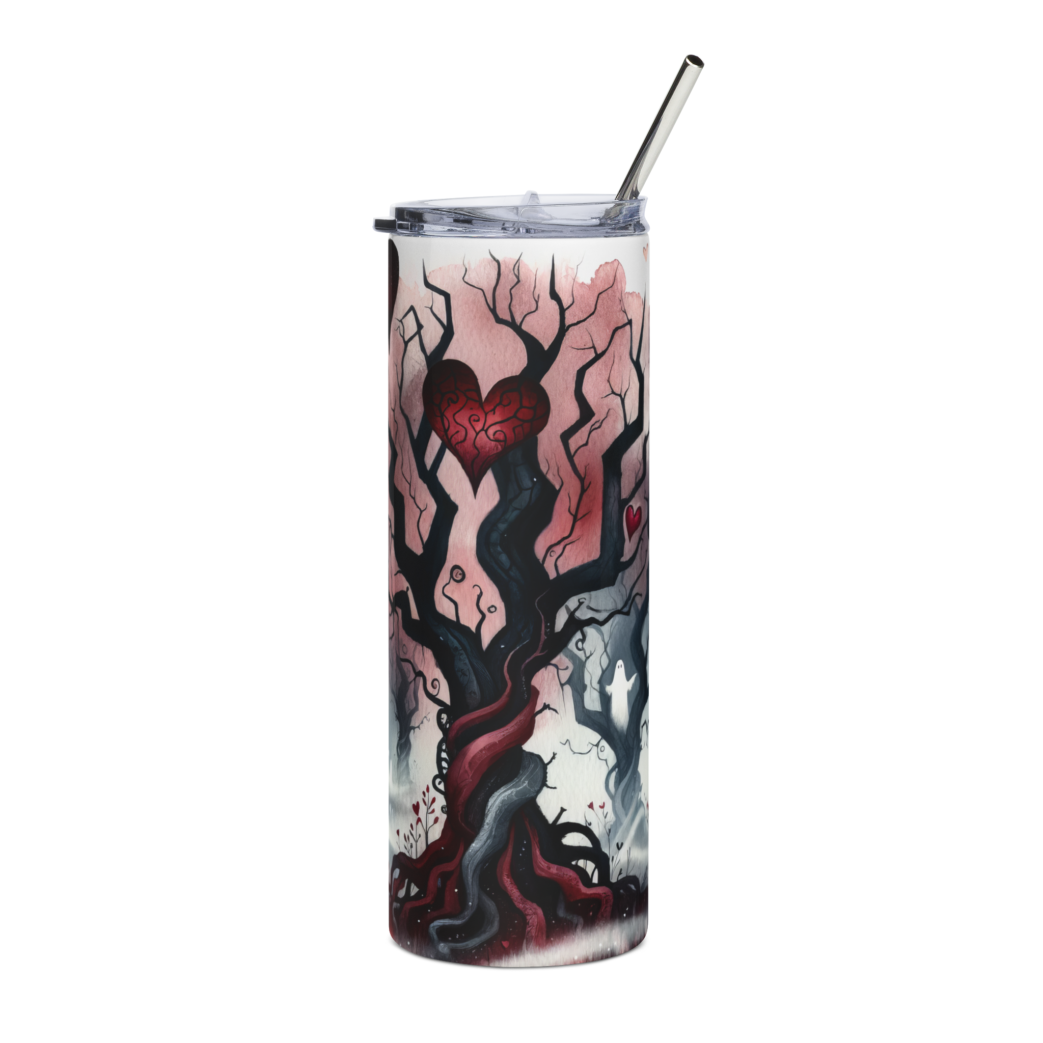 Spooky Forest Valentine Tumbler | Gothic Valentine 20oz Stainless Steel Cup