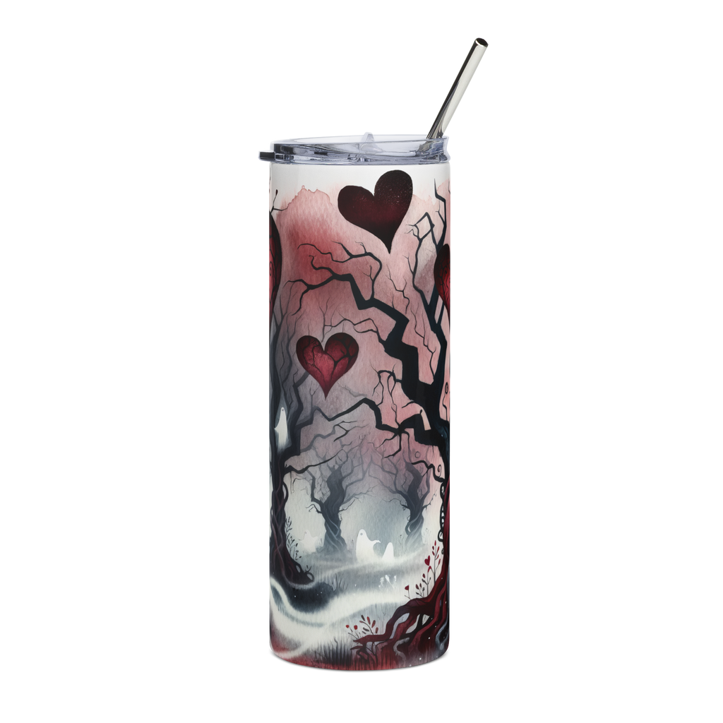 Spooky Forest Valentine Tumbler | Gothic Valentine 20oz Stainless Steel Cup