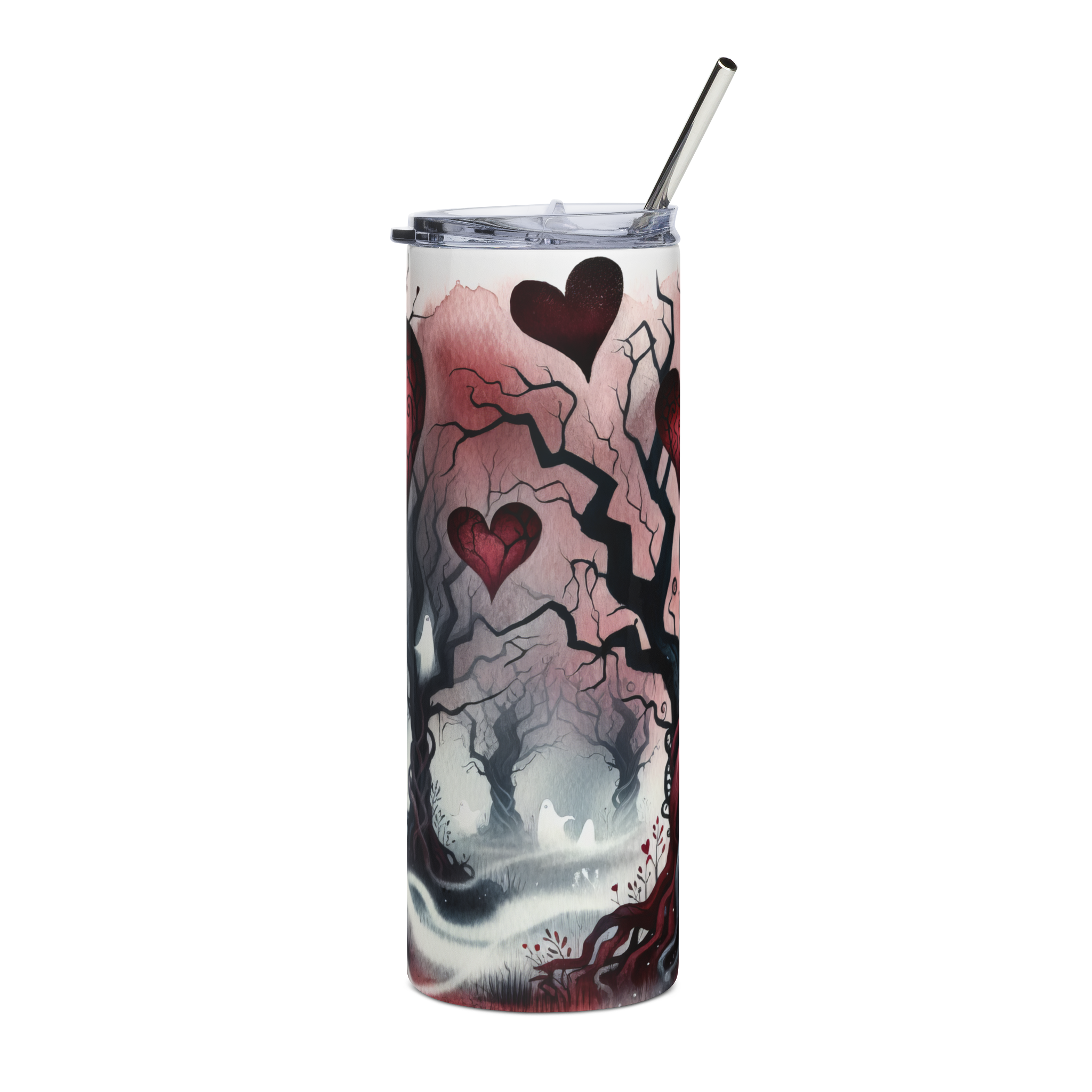 Spooky Forest Valentine Tumbler | Gothic Valentine 20oz Stainless Steel Cup