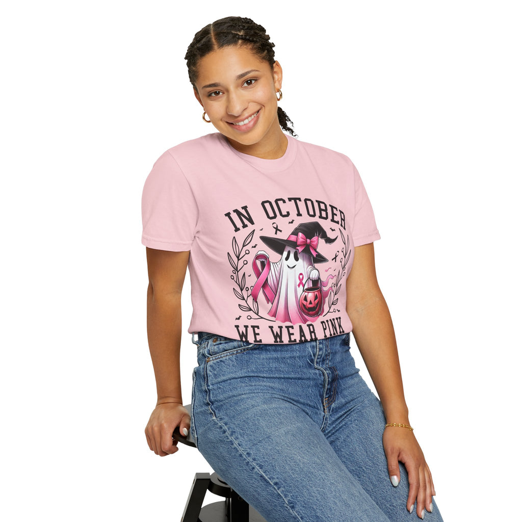 In October We Wear Pink T-Shirt 👻🎀 | Unisex Ghost & Breast Cancer Awareness Tee 💖🩷