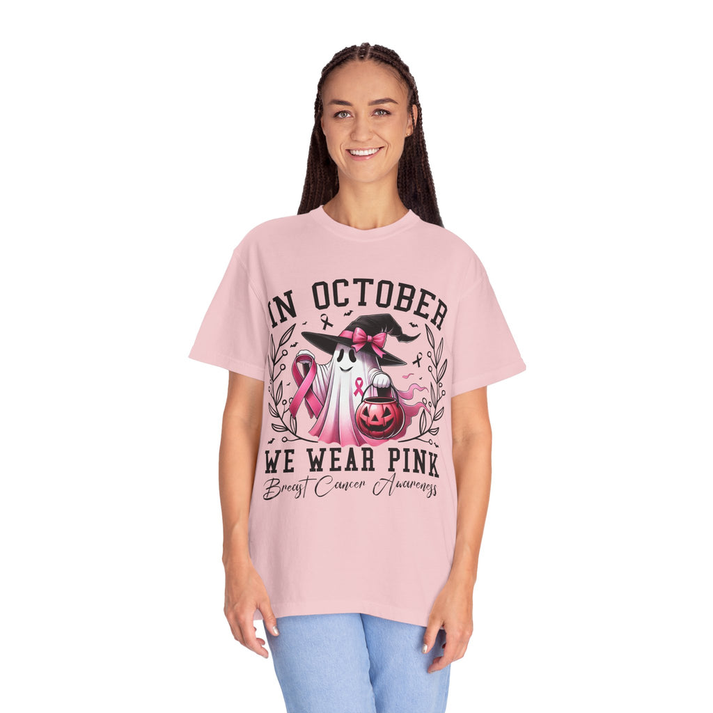 In October We Wear Pink T-Shirt 👻🎀 | Unisex Ghost & Breast Cancer Awareness Tee 💖🩷