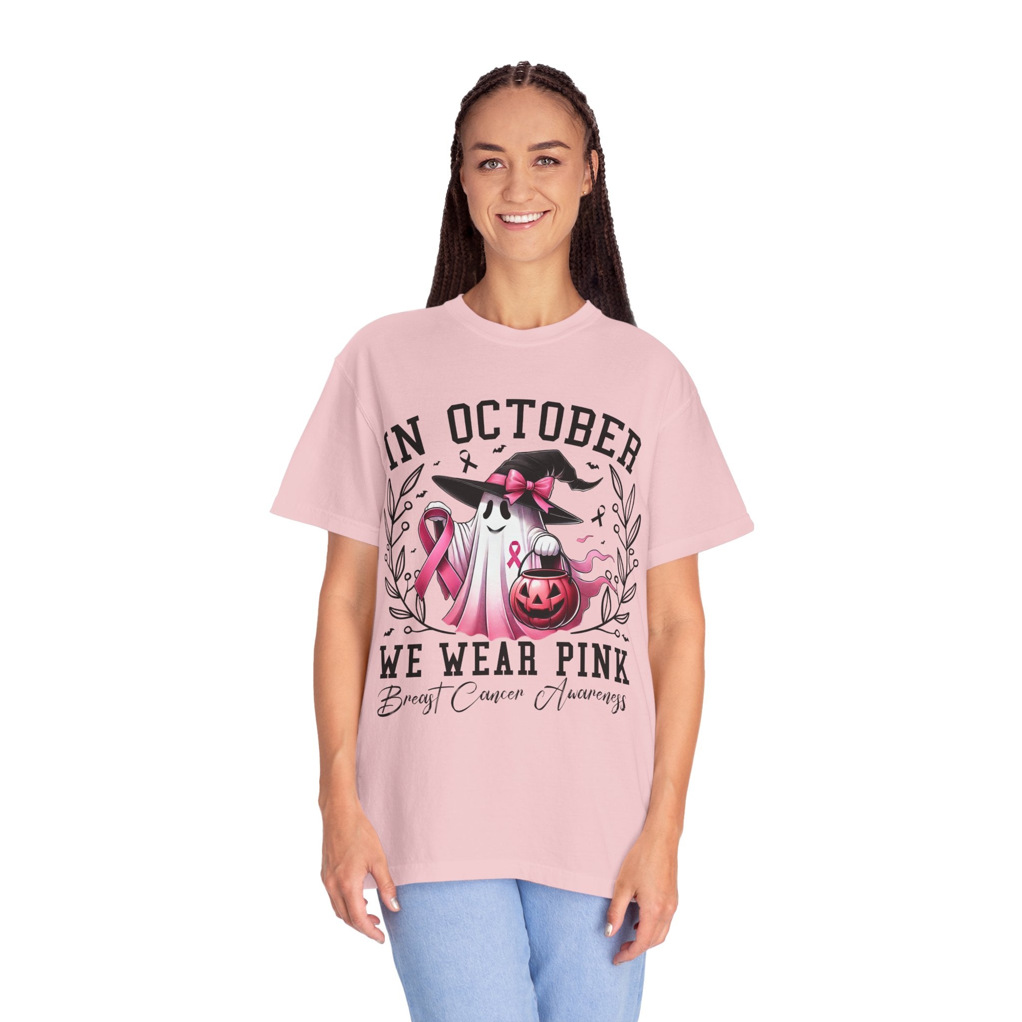 In October We Wear Pink T-Shirt 👻🎀 | Unisex Ghost & Breast Cancer Awareness Tee 💖🩷