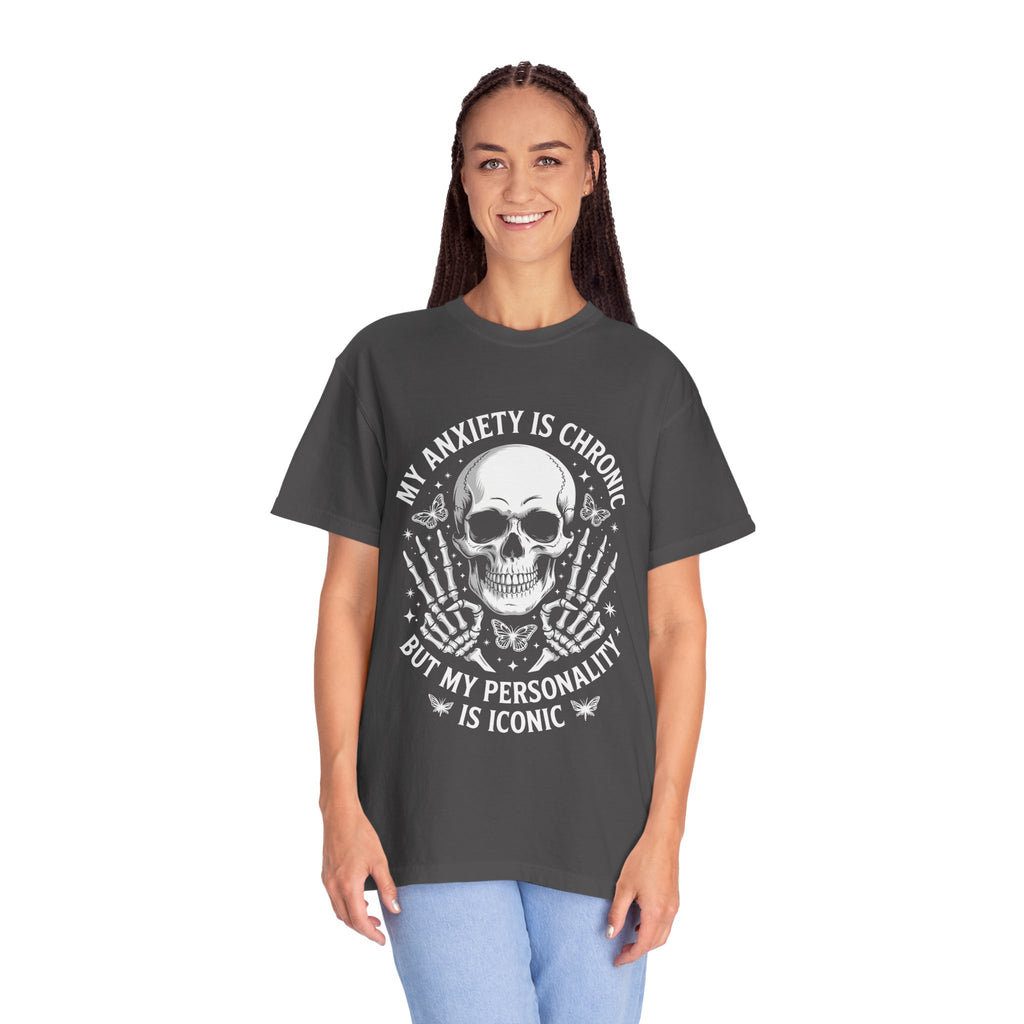 My Anxiety Is Chronic But My Personality Is Iconic T-Shirt 🖤⚡ | Unisex Soft Cotton Graphic Tee | Funny Relatable Shirt 😎✨