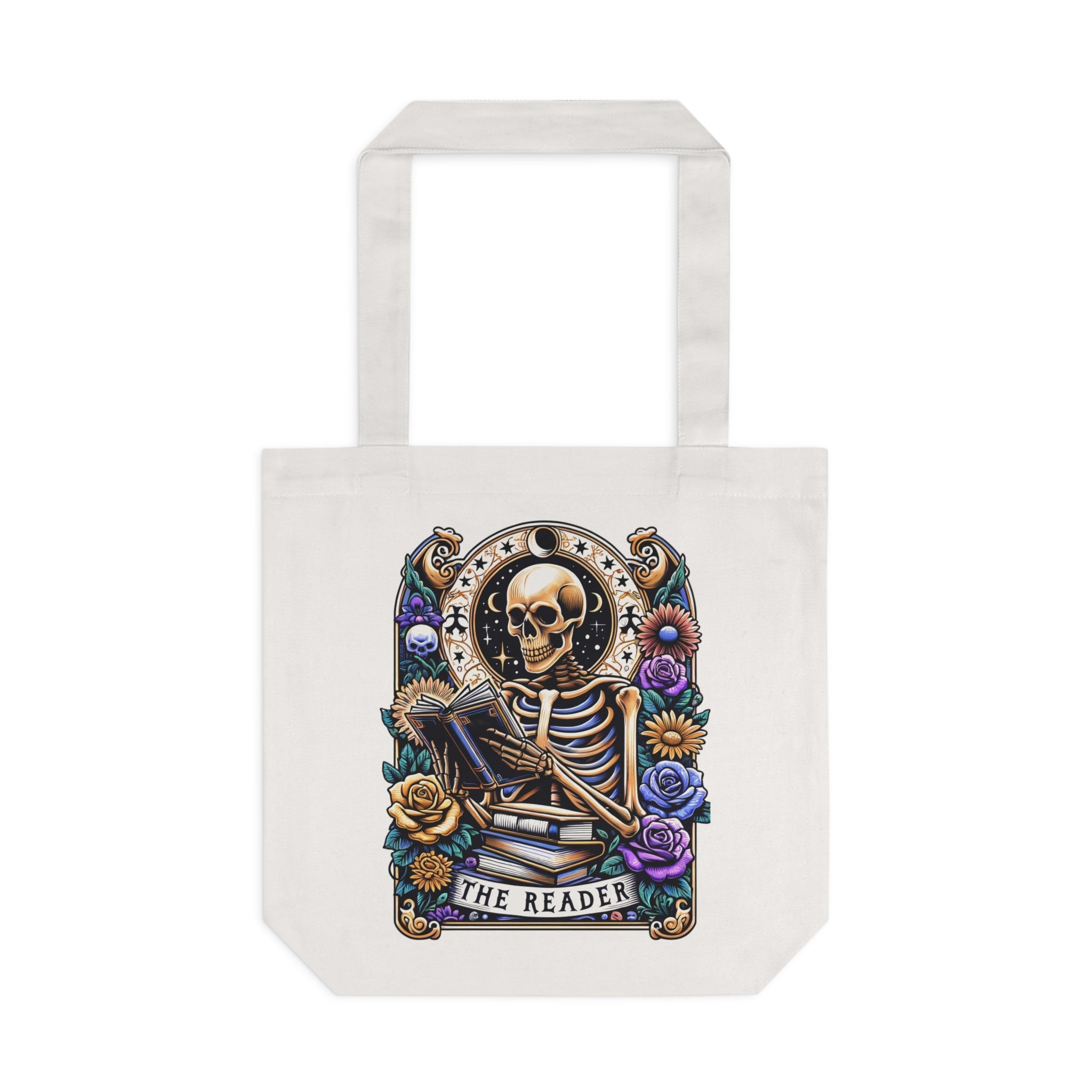 Skeleton Reader Tote – Witchy Magical Cotton Canvas Bag | Astral Embers Studio