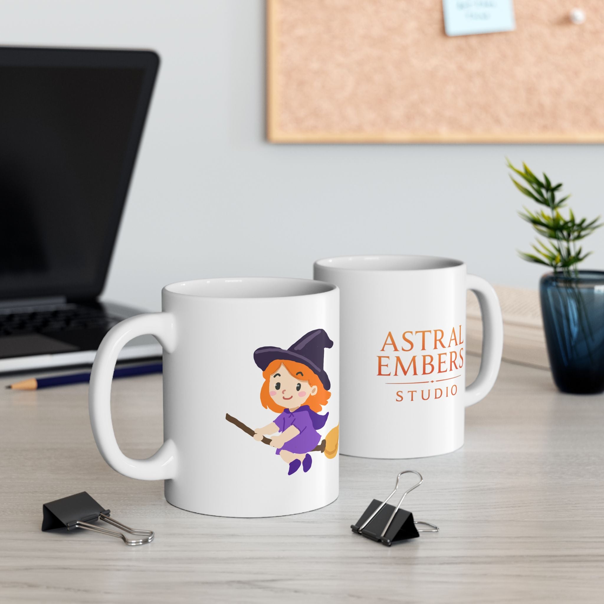 Witch Mug by Astral Embers Studio, Cozy Folk Art Witchy Ceramic Mug 🌙✨