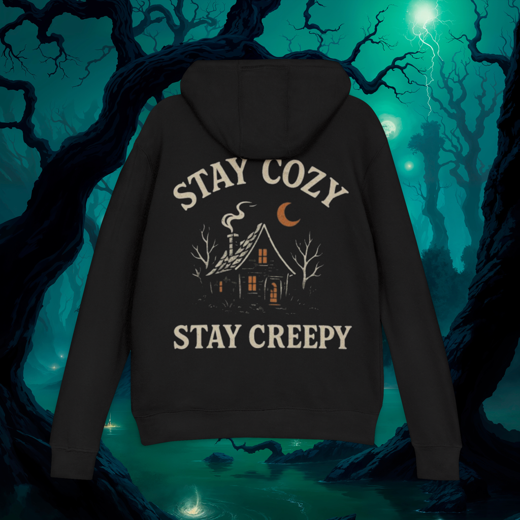 Stay Cozy Stay Creepy hoodie with gothic and dark aesthetic