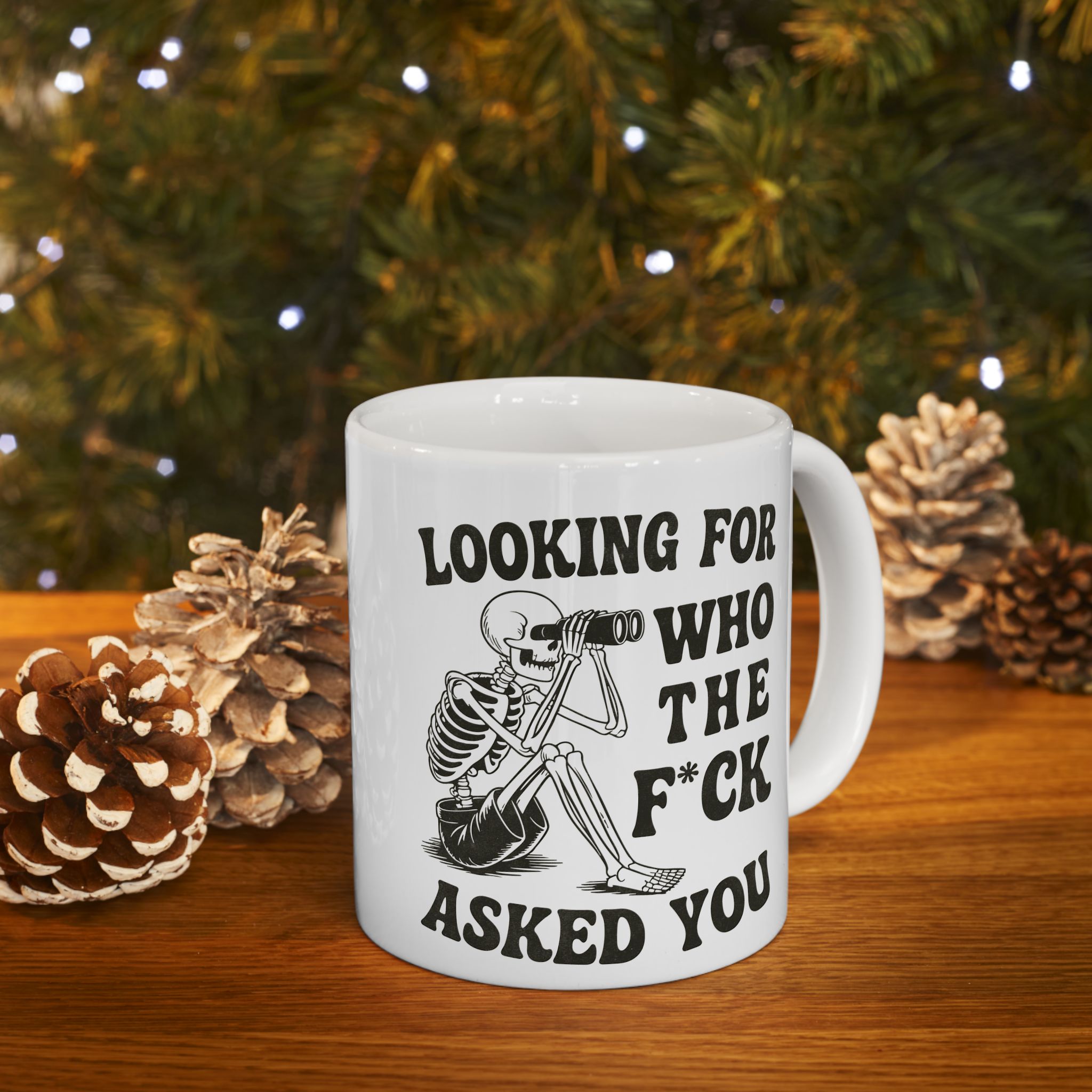 Dark gothic drinkware featuring bold skeleton illustration