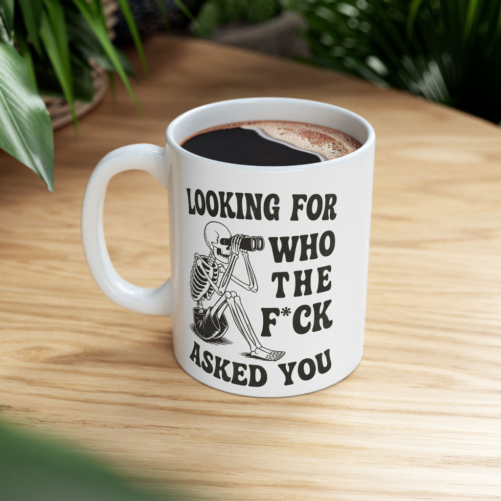 Dark gothic drinkware featuring bold skeleton illustration