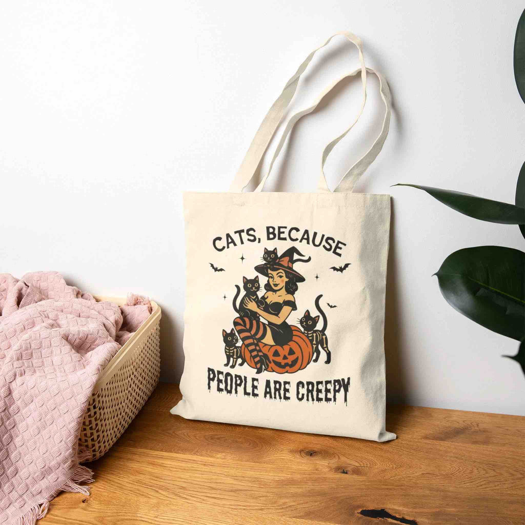 Playful and witchy cat tote bag for mystical style