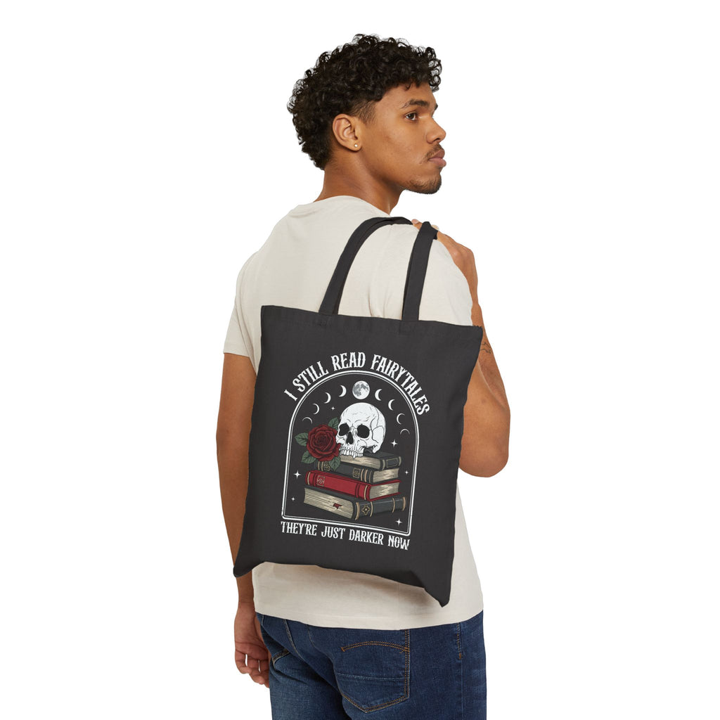 Durable cotton tote featuring dark fairytale artwork