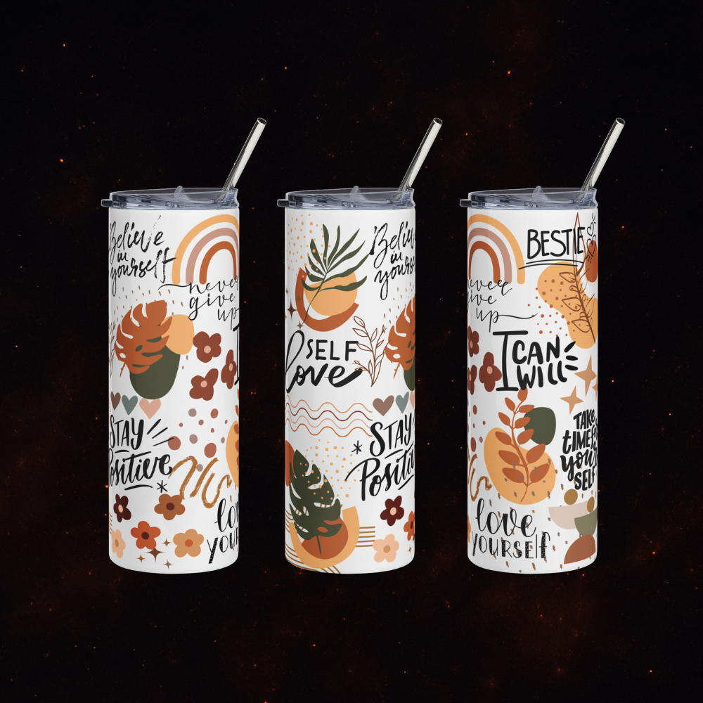 ✨Radiate Positivity Tumbler – Witchy Motivational Drinkware, 20oz | Astral Embers Studio✨