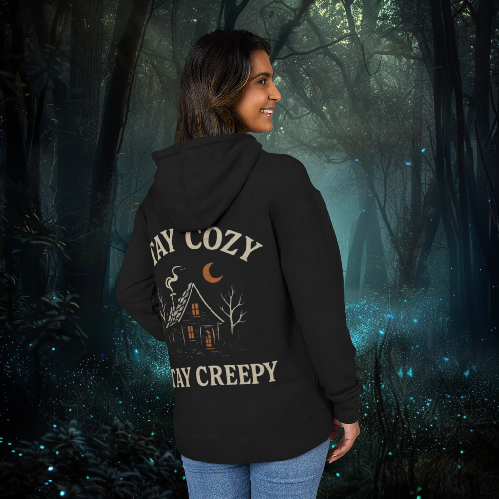 Soft, dark-themed hoodie for cozy autumn or winter days