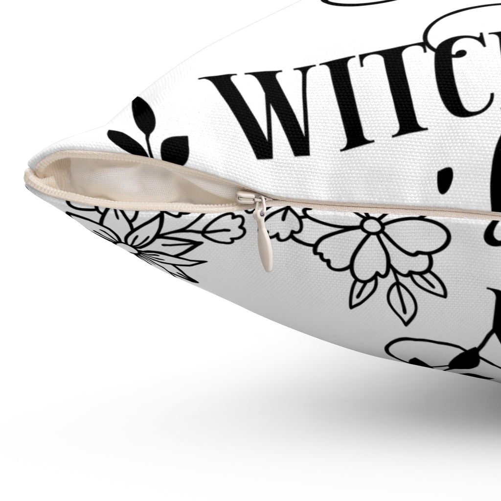 Witchy Vibes throw pillow with dark, mystical design