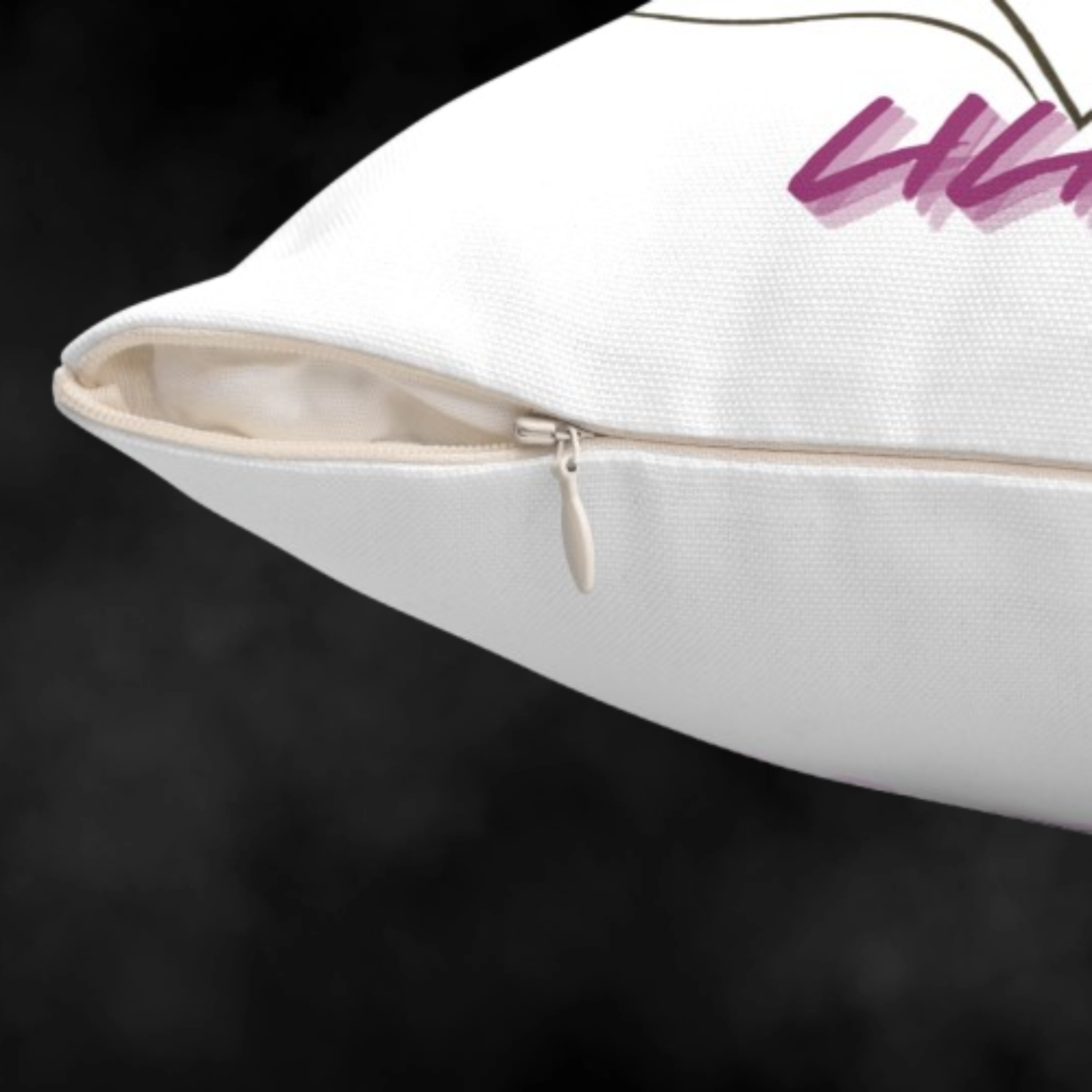 Close-up of Lilith Throw Pillow texture showing zipper