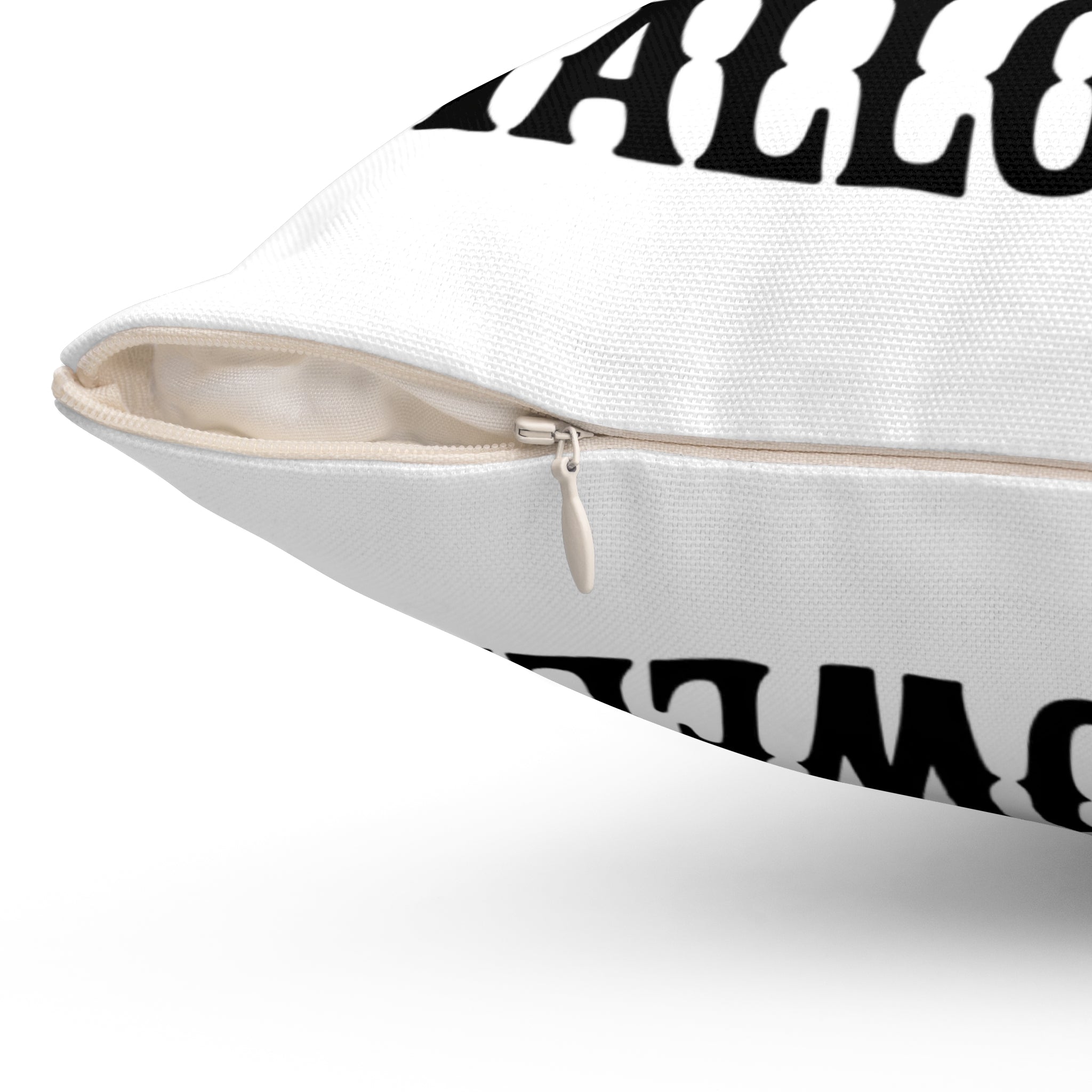 size view of Halloween skeletal throw pillow for spooky home décor w/ zipper